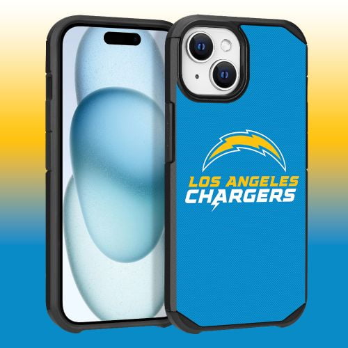 Apple iPhone 15 (6.1) - NFL Licensed Los Angeles Chargers Team Logo on Blue Textured Dual Layer Case