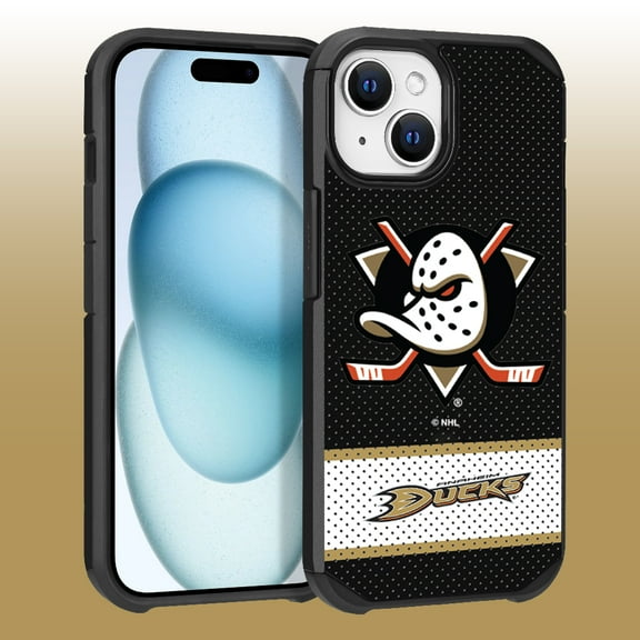 Apple iPhone 15 - NHL Licensed Anaheim Ducks Team Logo on Jersey Textured Dual Layer Case
