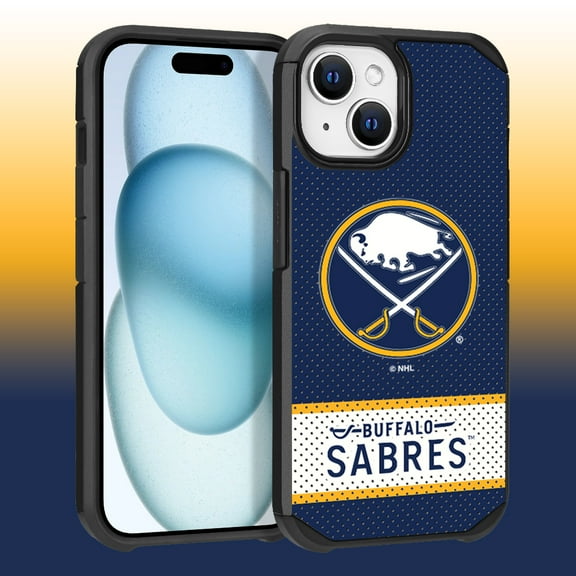 Apple iPhone 15 - NHL Licensed Buffalo Sabres Team Logo on Jersey Textured Dual Layer Case