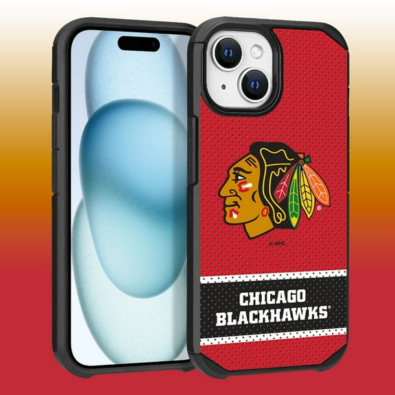 Apple iPhone 15 - NHL Licensed Chicago Blackhawks Team Logo on Jersey Textured Dual Layer Case