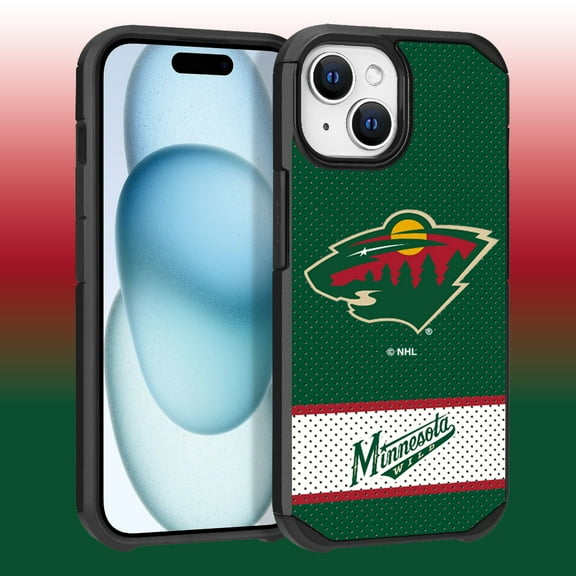 Apple iPhone 15 - NHL Licensed Minnesota Wild Team Logo on Jersey Textured Dual Layer Case