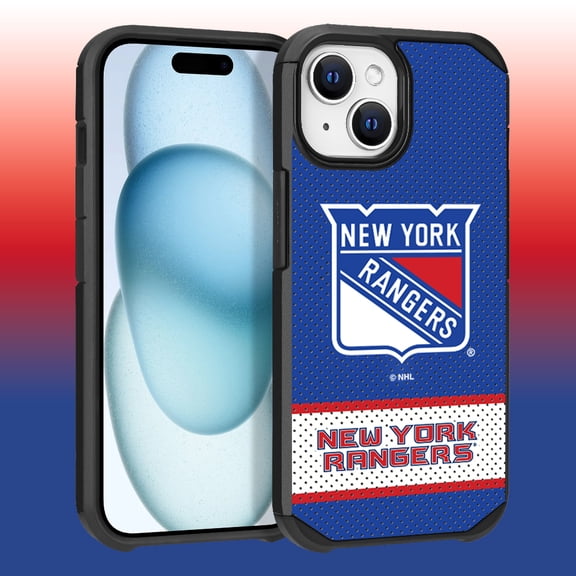Apple iPhone 15 - NHL Licensed New York Rangers Team Logo on Jersey Textured Dual Layer Case