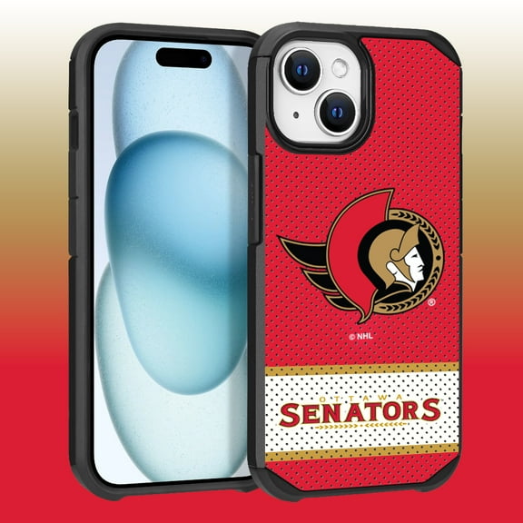 Apple iPhone 15 - NHL Licensed Ottawa Senators Team Logo on Jersey Textured Dual Layer Case