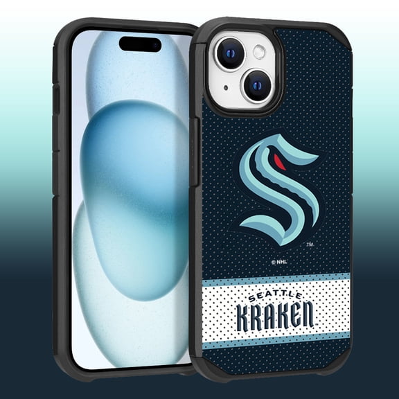 Apple iPhone 15 - NHL Licensed Seattle Kraken Team Logo on Jersey Textured Dual Layer Case