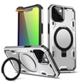 thumbnail image 1 of For Apple iPhone 15 Plus (6.7") Hybrid Magnetic Ring Stand Invisible Foldable Military Grade Shockproof Fit with Magsafe Phone Case Cover by Xpression - Silver, 1 of 8