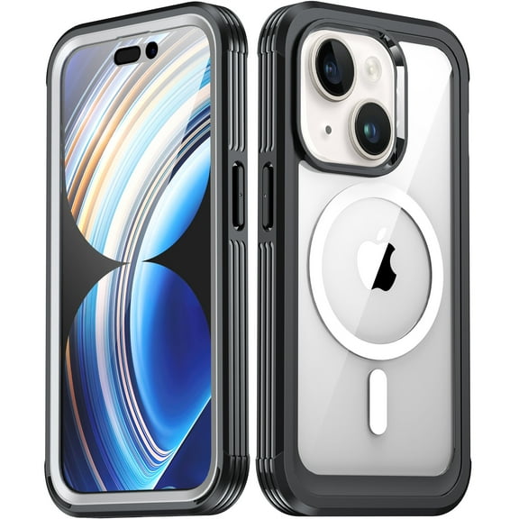 for Apple iPhone 15 Plus Case, Hybrid Silicone Water-Resist iPhone 15 Plus MagSafe Case with Built-in Screen Protector, Magnetic Shockproof Dustproof Heavy Duty Full Body Wireless Charging Case