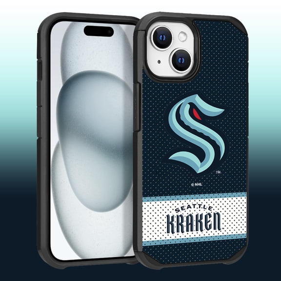 Apple iPhone 15 Plus - NHL Licensed Seattle Kraken Team Logo on Jersey Textured Dual Layer Case