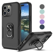 Apple iPhone 15 Pro Case ,Sturdy Phone Case for iPhone 15 Pro 2023 6.1 inch ,Tekcoo Hybrid Dual Layer Rubber Drop Protection Heavy Duty Rugged Bumper 2-in-1 Ring Case Cover with Kickstand-Black