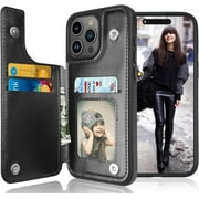 Apple iPhone 15 Pro Case, iPhone 15 Pro Wallet Case, PU Leather ID Cash Credit Card Holder Slots Magnetic Closure Kickstand Flip Slim Cover for iPhone 15 Pro 6.1 [Black]