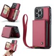 thumbnail image 1 of for Apple iPhone 15 Pro Max 6.7 Inch (2023 Release),iPhone 15 Pro Max Wallet Case With Crossbody & Wrist Strap,Zipper Card Pocket Stand Rugged PU Leather Phone Cover - Red, 1 of 16