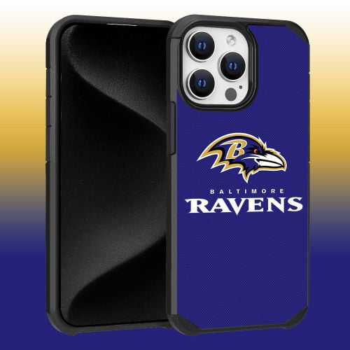 Apple iPhone 15 Pro Max (6.7) - NFL Licensed Baltimore Ravens Team Logo on Purple Textured Dual Layer Case