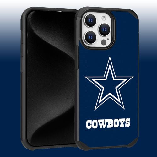 Apple iPhone 15 Pro Max (6.7) - NFL Licensed Dallas Cowboys Team Logo on Blue Textured Dual Layer Case