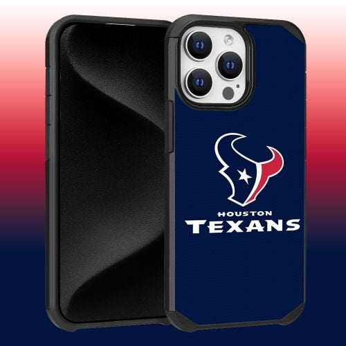 Apple iPhone 15 Pro Max (6.7) - NFL Licensed Houston Texans Team Logo on Blue Textured Dual Layer Case