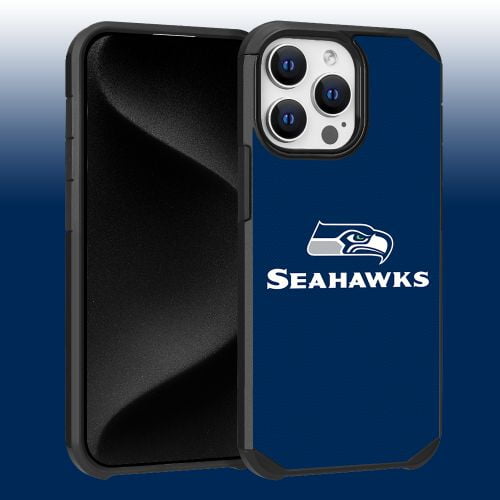 Apple iPhone 15 Pro Max (6.7) - NFL Licensed Seattle Seahawks Team Logo on Blue Textured Dual Layer Case