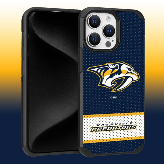 Apple iPhone 15 Pro Max (6.7) - NHL Licensed Nashville Predators Team Logo on Jersey Textured Dual Layer Case