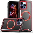 thumbnail image 1 of for Apple iPhone 15 Pro Max Case Compatible with MagSafe, Dual Layer Protection Rubber Cover Phone Case with Wireless Charging for iPhone 15 Pro Max YJ Black Red, 1 of 16