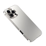 For Apple iPhone 15 Pro Max Case, Metal Alloy Frame Rugged Bumper Drop Protection Shockproof Anti-Scratch Slim Fit Luxury Phone Case Cover for Apple iPhone 15 Pro Max, Silver