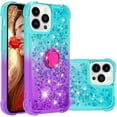thumbnail image 1 of for Apple iPhone 15 Pro Max Clear Case for Girls Women, Liquid Glitter Sparkle Bling Cute Case with Kickstand Gradient Quicksand Cover for iPhone 15 Pro Max JB Bluish Violet, 1 of 14
