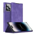 thumbnail image 1 of for Apple iPhone 15 Pro Max Wallet Case with Card Slot, Classic Stand Strong Magnetic Premium PU Leather Flip Protective Business Anti-falling Anti-drop Shockproof Phone Case Cover, Purple, 1 of 9