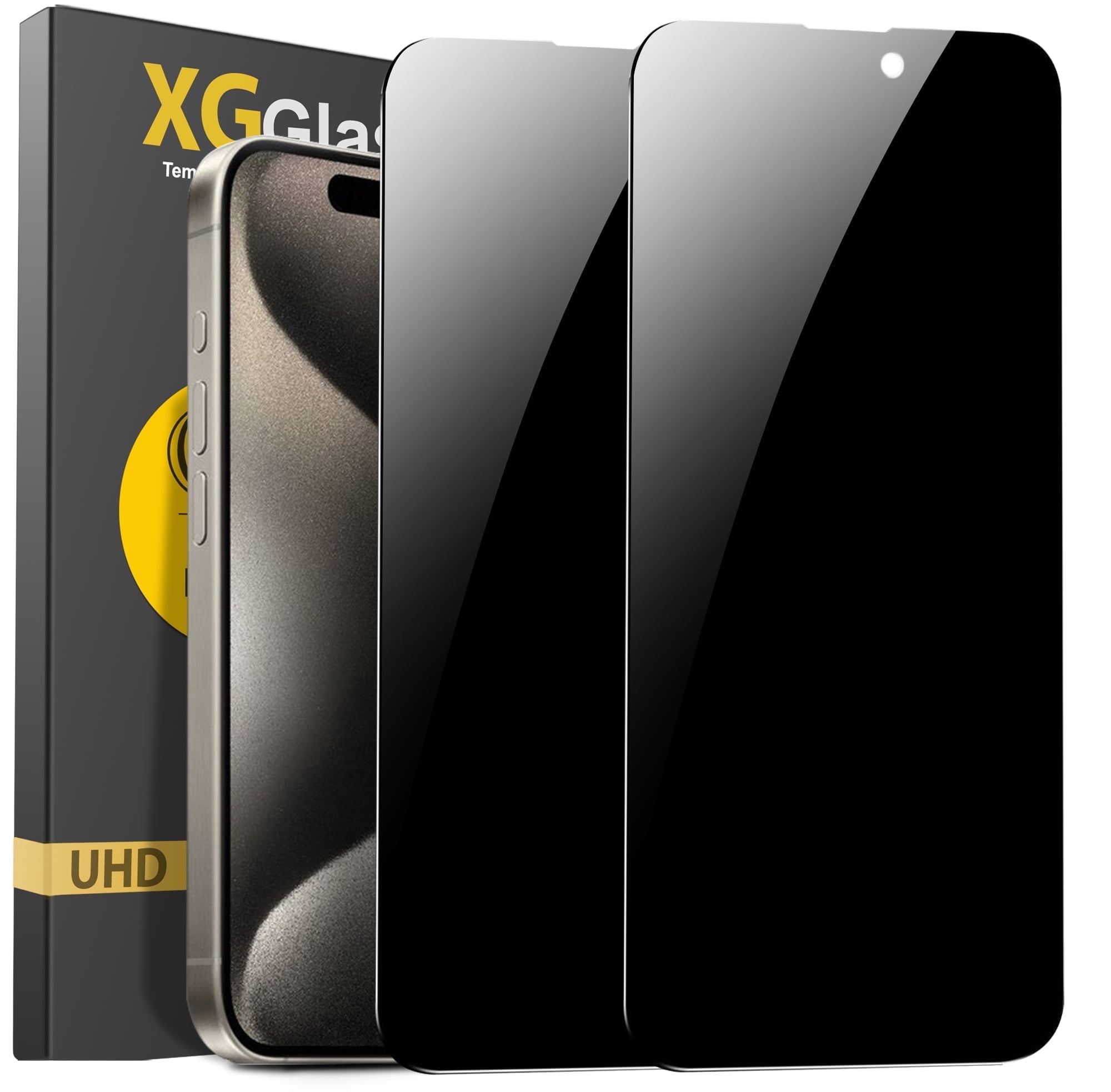 NevEND For iPhone 15 Pro Privacy Screen Protector, Anti Spy, 2-Pack Shatterproof Tempered Glass Film 6.1"