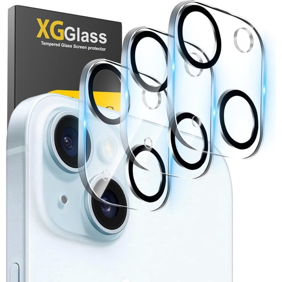 Apple iPhone 15 / iPhone 15 Plus Camera Lens Protector, 3-Pack Shatterproof Tempered Glass Anti Scratch Full-Coverage