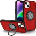 thumbnail image 1 of For Apple iPhone 16 (6.1") Case, Build in Invisible Magnetic Ring Stand with Slide Camera Protector, fit Magnetic Car Mount [Compatible with MagSafe] Phone Cover (Red), 1 of 9