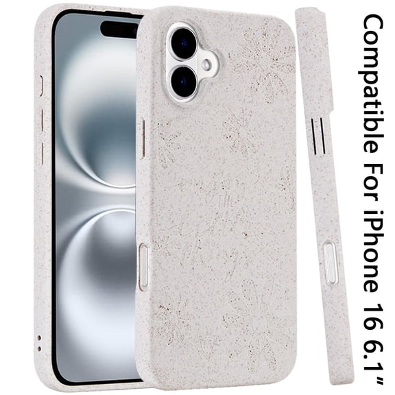 For Apple iPhone 16 (6.1") Eco Friendly Bio-Degradable Design Hybrid Cases Slim Fit Soft TPU Drop Protection Rubber printed Cover, XPM Phone Case [White - Enjoy Little Things]