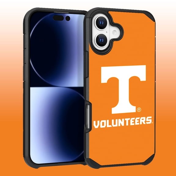 Apple iPhone 16 (6.1) - Licensed NCAA University of Tennessee, Knoxville Volunteers Logo on Yellow Textured Dual Layer Case