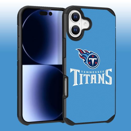 Apple iPhone 16 (6.1) - NFL Licensed Tennessee Titans Team Logo on Light Blue Textured Dual Layer Case