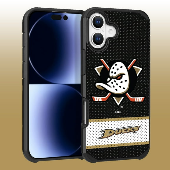 Apple iPhone 16 (6.1) - NHL Licensed Anaheim Ducks Team Logo on Jersey Textured Dual Layer Case