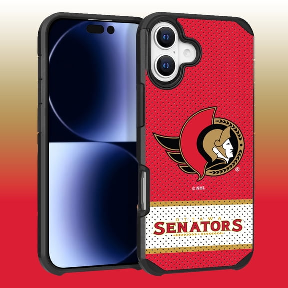 Apple iPhone 16 (6.1) - NHL Licensed Ottawa Senators Team Logo on Jersey Textured Dual Layer Case