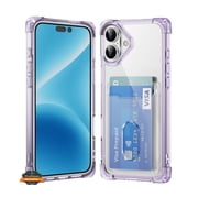 For Apple iPhone 16 6.1 Wallet Clear Case with Credit Card Holder Rubber Silicone TPU Protection Corner Bumper Shockproof Phone Case Cover by Xpression - Purple