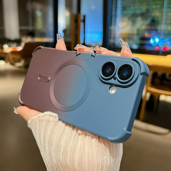 for Apple iPhone 16 Case Magnetic, Compatible with Magsafe Slim Fit Gradient Color Stylish Back Cover Shockproof Drop Protective Bumper Phone Case for Apple iPhone 16, Blue