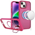 thumbnail image 1 of For Apple iPhone 16 Plus (6.7") Case, Heavy Duty Metallic Hybrid Tough TPU with Camera Ring Stand, MagSafe Compatible, Rugged Drop Protection Phone Cover (Hot Pink), 1 of 10