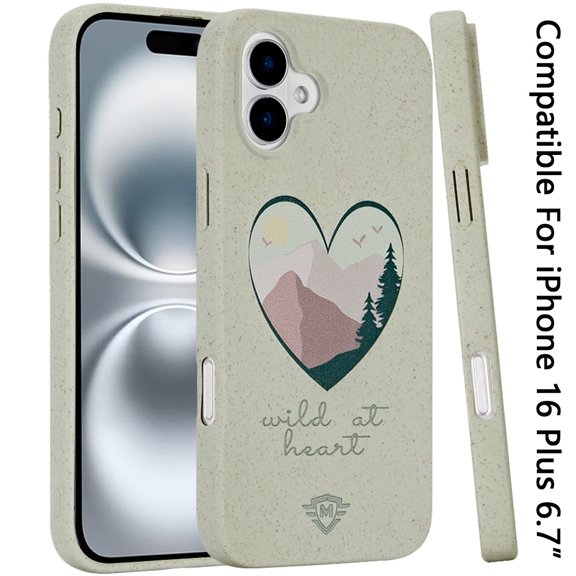 For Apple iPhone 16 Plus (6.7") Eco Friendly Bio-Degradable Design Hybrid Cases Slim Fit Soft TPU Drop Protection Rubber printed Cover, XPM Phone Case [Wild At Heart]