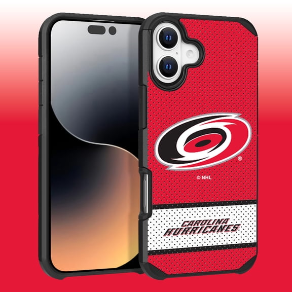 Apple iPhone 16 Plus (6.7) - NHL Licensed Carolina Hurricanes Team Logo on Jersey Textured Dual Layer Case