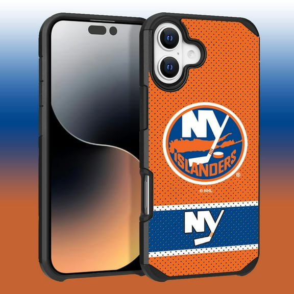 Apple iPhone 16 Plus (6.7) - NHL Licensed New York Islanders Team Logo on Jersey Textured Dual Layer Case