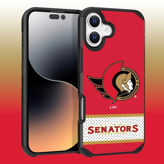 Apple iPhone 16 Plus (6.7) - NHL Licensed Ottawa Senators Team Logo on Jersey Textured Dual Layer Case