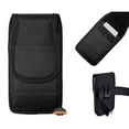 thumbnail image 1 of For Apple iPhone 16 Plus (6.7") Pouch Case Universal Vertical Canvas Built in Credit Card ID Slot and Belt Clip Loop Holster Cell Phone Holder Cover - Black, 1 of 7