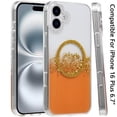 thumbnail image 1 of For Apple iPhone 16 Plus (6.7") Transparent Epoxy Glitter Magnetic Circle Compatible with MagSafe Hybrid Bling Sparkle Hard PC Slim TPU Cover ,Xpm Phone Case [ Oarnge Gold ], 1 of 5