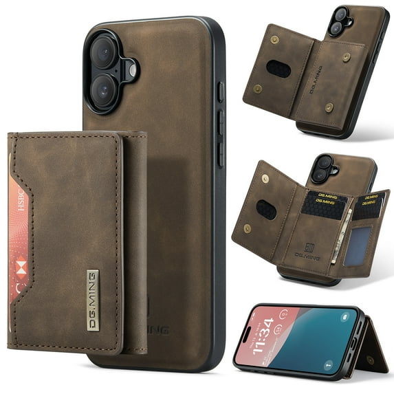 for Apple iPhone 16 Plus Case ,Magnetic Buckle Leather Detachable Wallet Cover, Card Pocket Back Flip Kickstand Shockproof Business Slim Phone Case For Apple iPhone 16 Plus,
Coffee