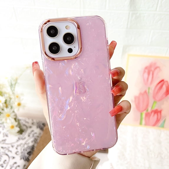 for Apple iPhone 16 Plus Case for Women Girls, Luxury Ultra Slim Plating Camera Frame TPU + PC Translucent Drop Protective Shockproof Phone Case Cover for iPhone 16 Plus - Pink