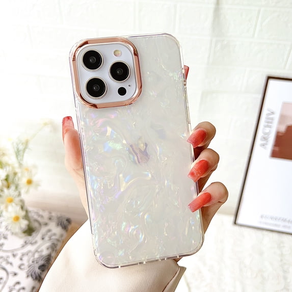 for Apple iPhone 16 Plus Case for Women Girls, Luxury Ultra Slim Plating Camera Frame TPU + PC Translucent Drop Protective Shockproof Phone Case Cover for iPhone 16 Plus - White