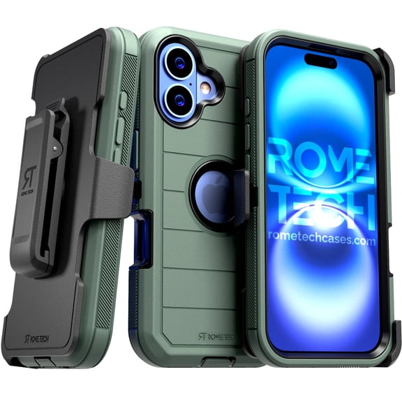 Defender Case for iPhone 16 Plus with Belt Clip, Kickstand, Dual-Layer, Army Green/Black