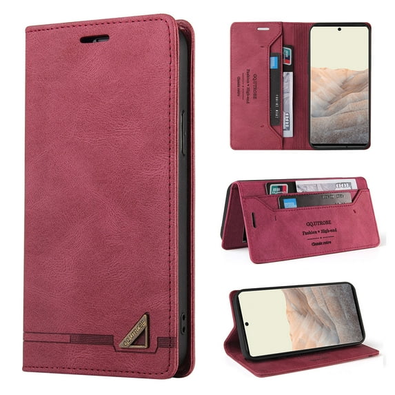 For Apple iPhone 16 Plus Wallet Case, PU Leather RFID Blocking Card Slots Magnetic Flip Holder Slim Durable Protective Phone Case Cover For iPhone 16 Plus, Red