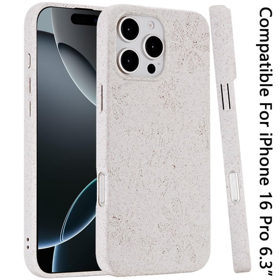 For Apple iPhone 16 Pro (6.3") Eco Friendly Bio-Degradable Design Hybrid Cases Slim Fit Soft TPU Drop Protection Rubber printed Cover, XPM Phone Case [White - Enjoy Little Things]