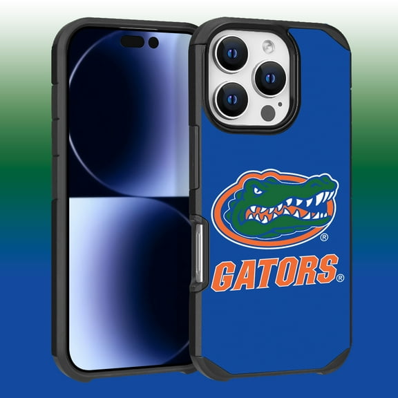 Apple iPhone 16 Pro (6.3) - Licensed NCAA University of Florida Gators Logo on Blue Textured Dual Layer Case