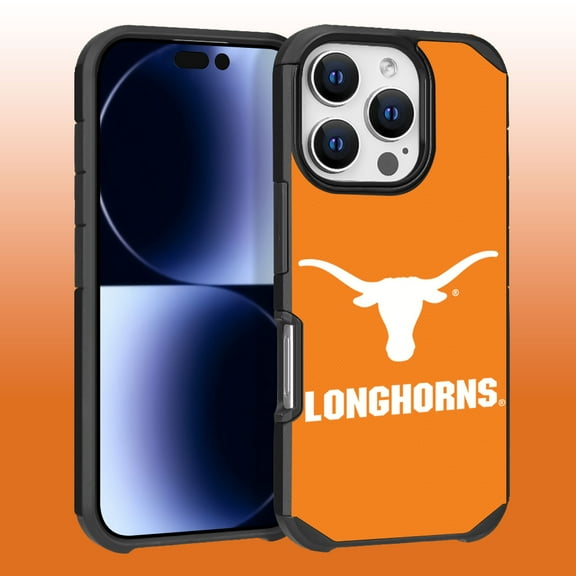 Apple iPhone 16 Pro (6.3) - Licensed NCAA University of Texas at Austin Longhorns Logo on Yellow Textured Dual Layer Case