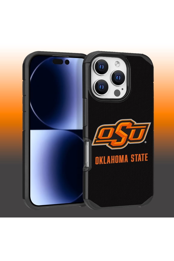 Apple iPhone 16 Pro (6.3) - Licensed NCAA of Oklahoma State University Cowboys & Cowgirls Logo on Orange Textured Dual Layer Case