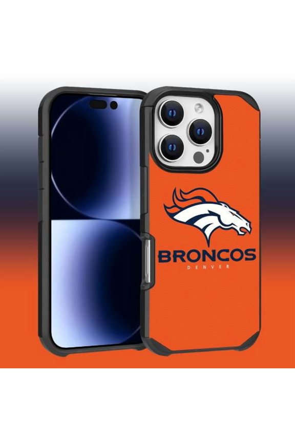Apple iPhone 16 Pro (6.3) - NFL Licensed Denver Broncos Team Logo on Orange Textured Dual Layer Case